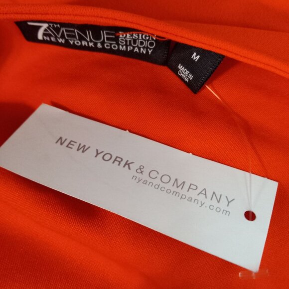 New York & Company 7th Avenue Size M Top One Shoulder Ruffle Orange NEW - Picture 2 of 8